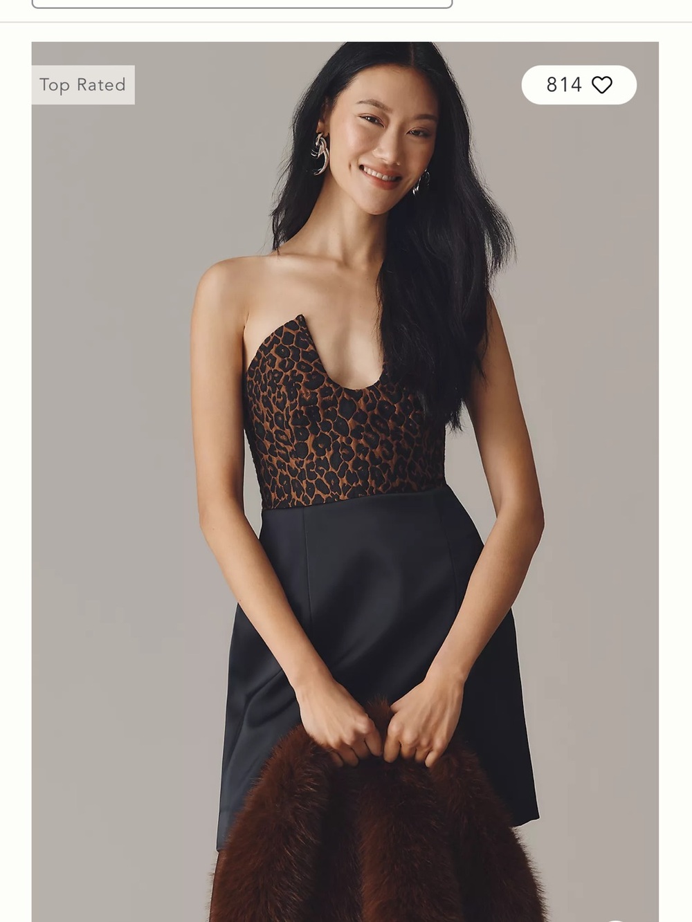 Anthropologie Maeve Strapless Notched Cheetah Mini Dress XS -NWT